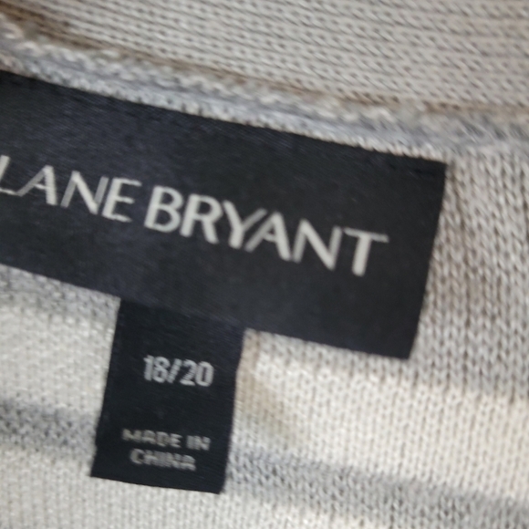 Lane Bryant Short Sleeve Striped Open Front Cardigan in Gray Blue & White - Picture 4 of 7